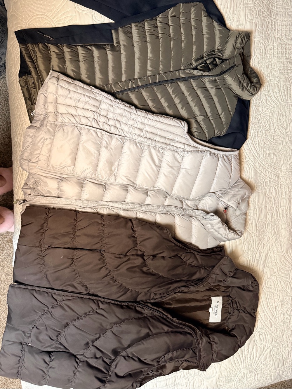 Kids Quilted Puffer Vest - Gray, Light Gray, Olive